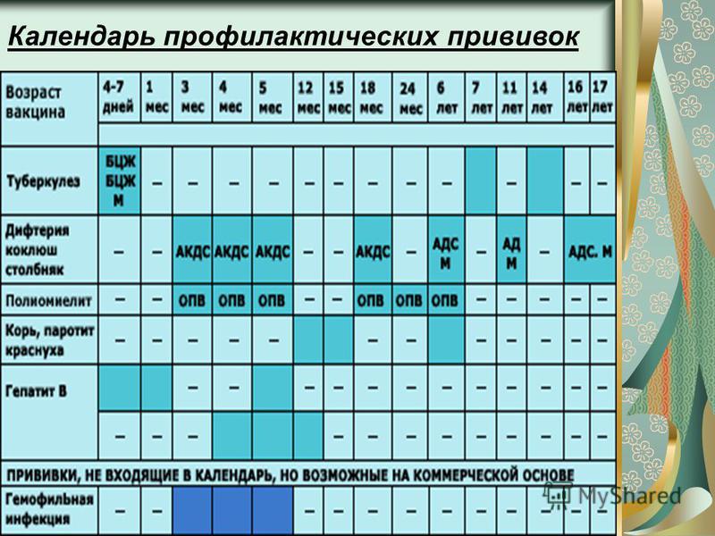 Календарь прививок с вакцинами. Таблица вакцинации в России. Календарь прививок. Календарпрофилактических прививо. Календарь прививок для детей.