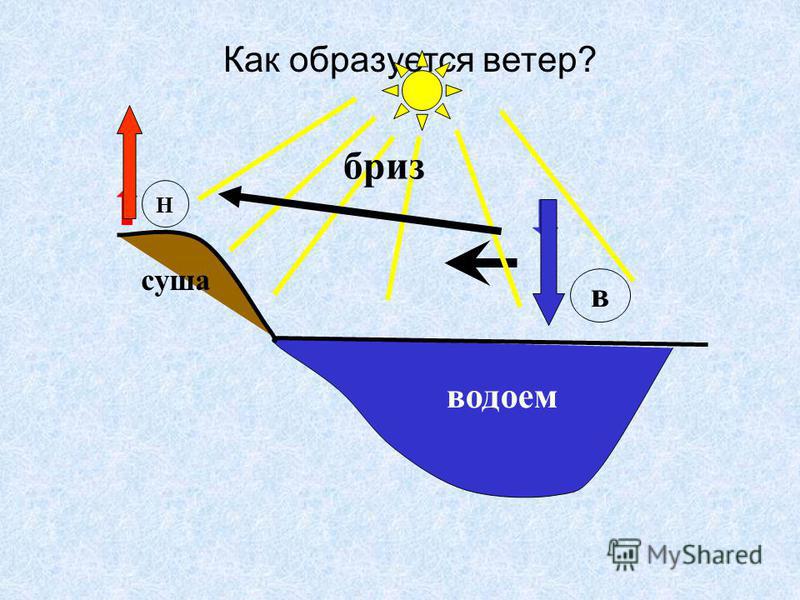 Стрелкой укажите откуда дует ветер