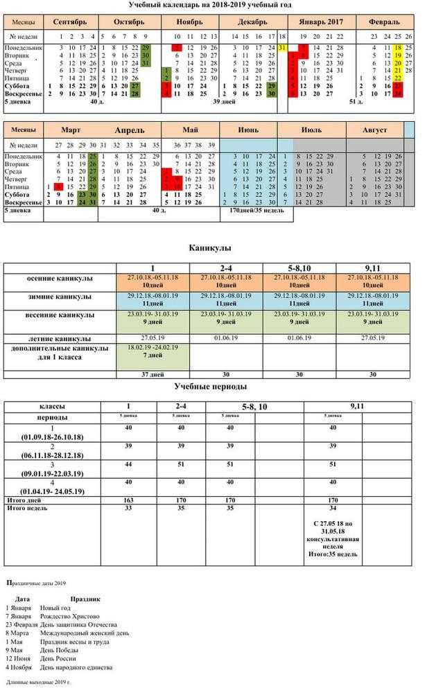 Учебный календарь 2021 года