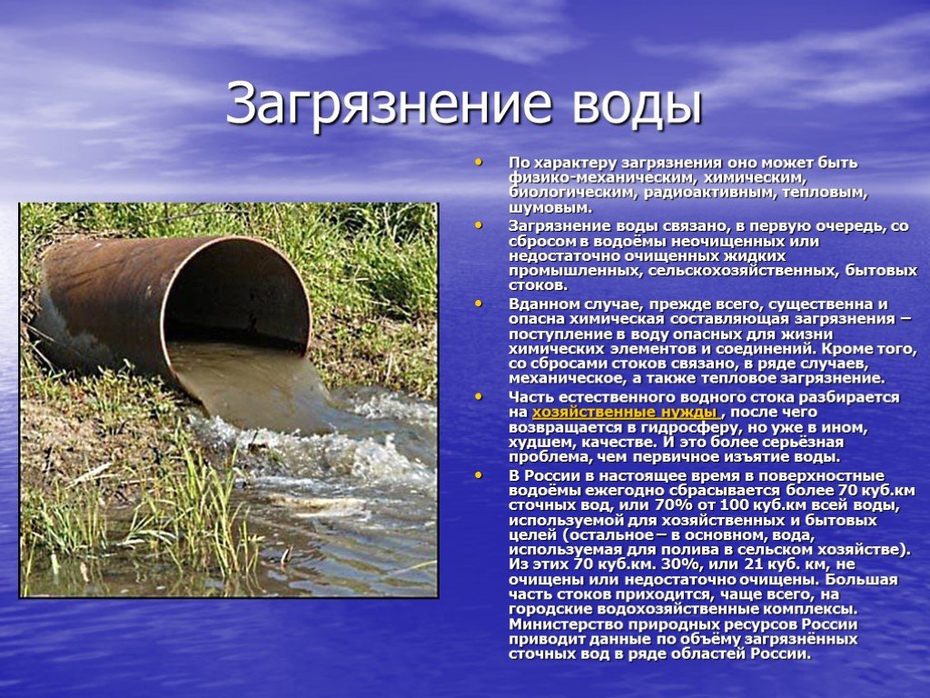 Связано в первую очередь со. Загрязнение воды. Загрязнение сточными водами гидросферы. Причины загрязнения воды сточные воды. Презентация на тему загрязнение воды.