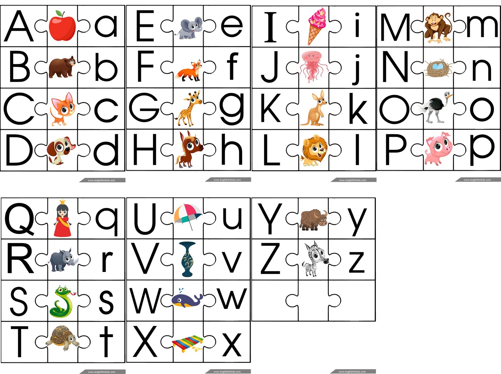 english alphabet puzzle game cards