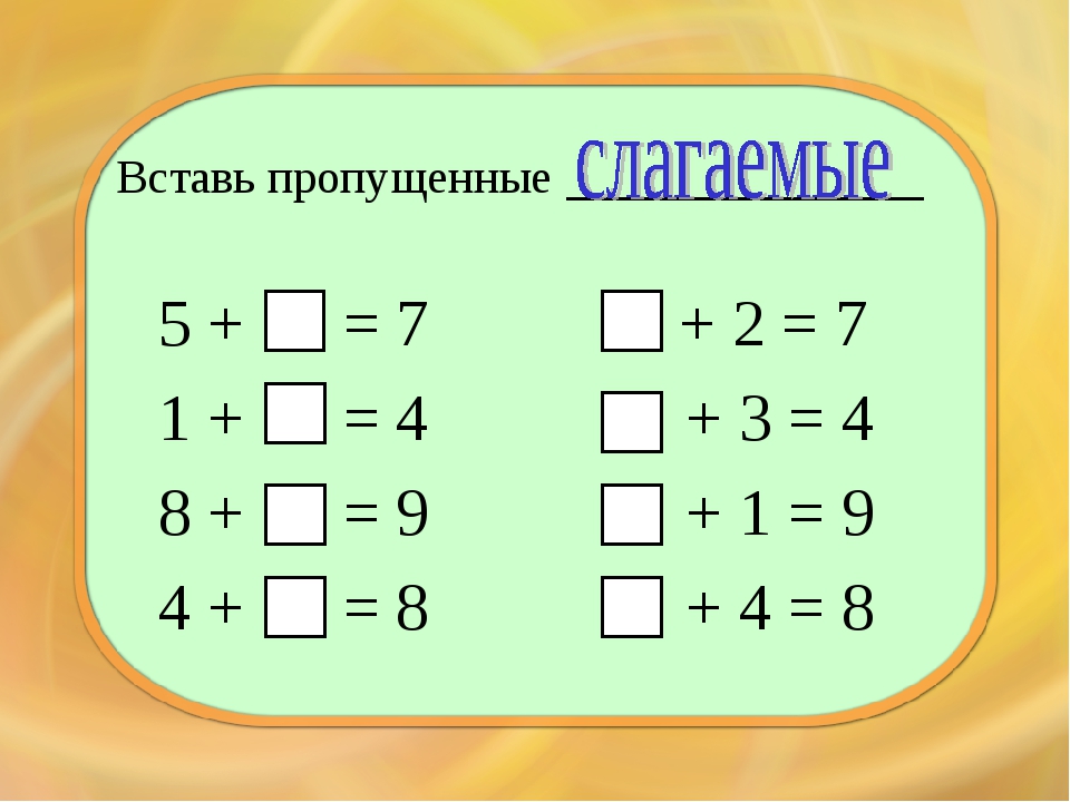 Презентация и конспект урока 1 1. Примеры на нахождение слагаемых. Примеры на нахождение неизвестного слагаемого. Примеры с неизвестным слагаемым. Примеры с неизвестным числом.