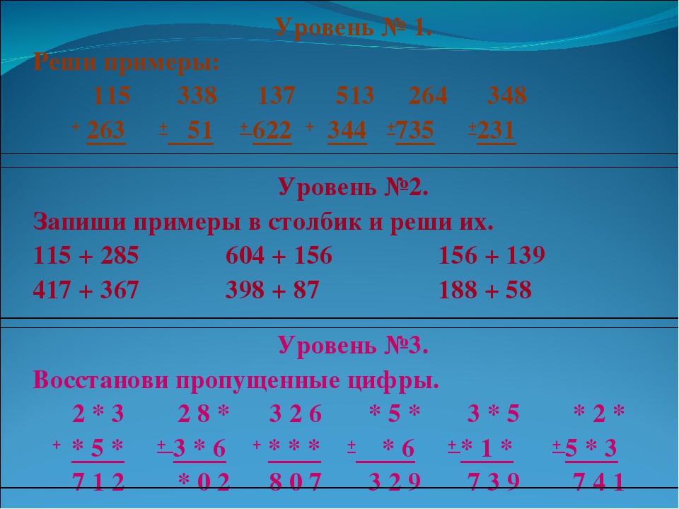 Трехзначное число с остатком 3. Примеры с трехзначными числами. Сложение трехзначных чисел. Трехзначные примеры. Сложение трехзначных чисел 3 класс.