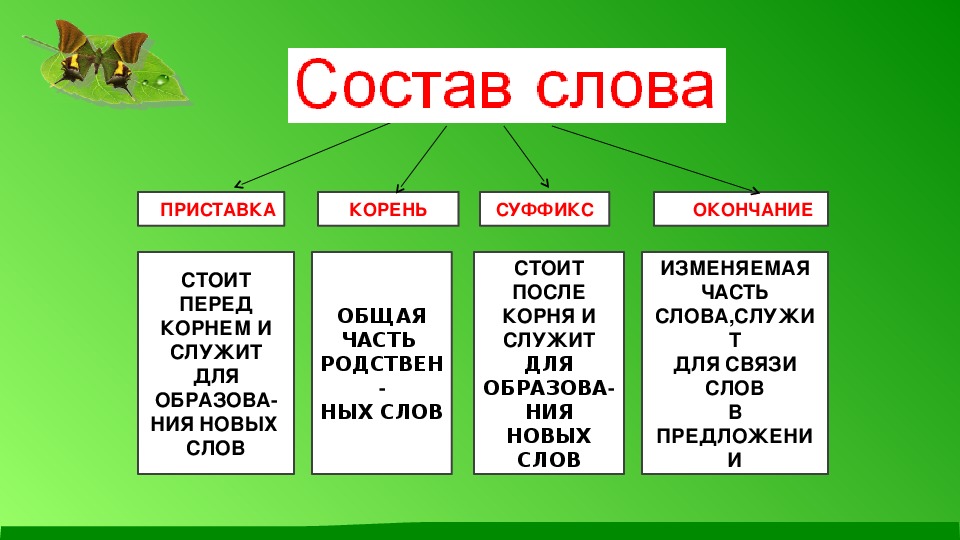 Русский язык тема состав слова